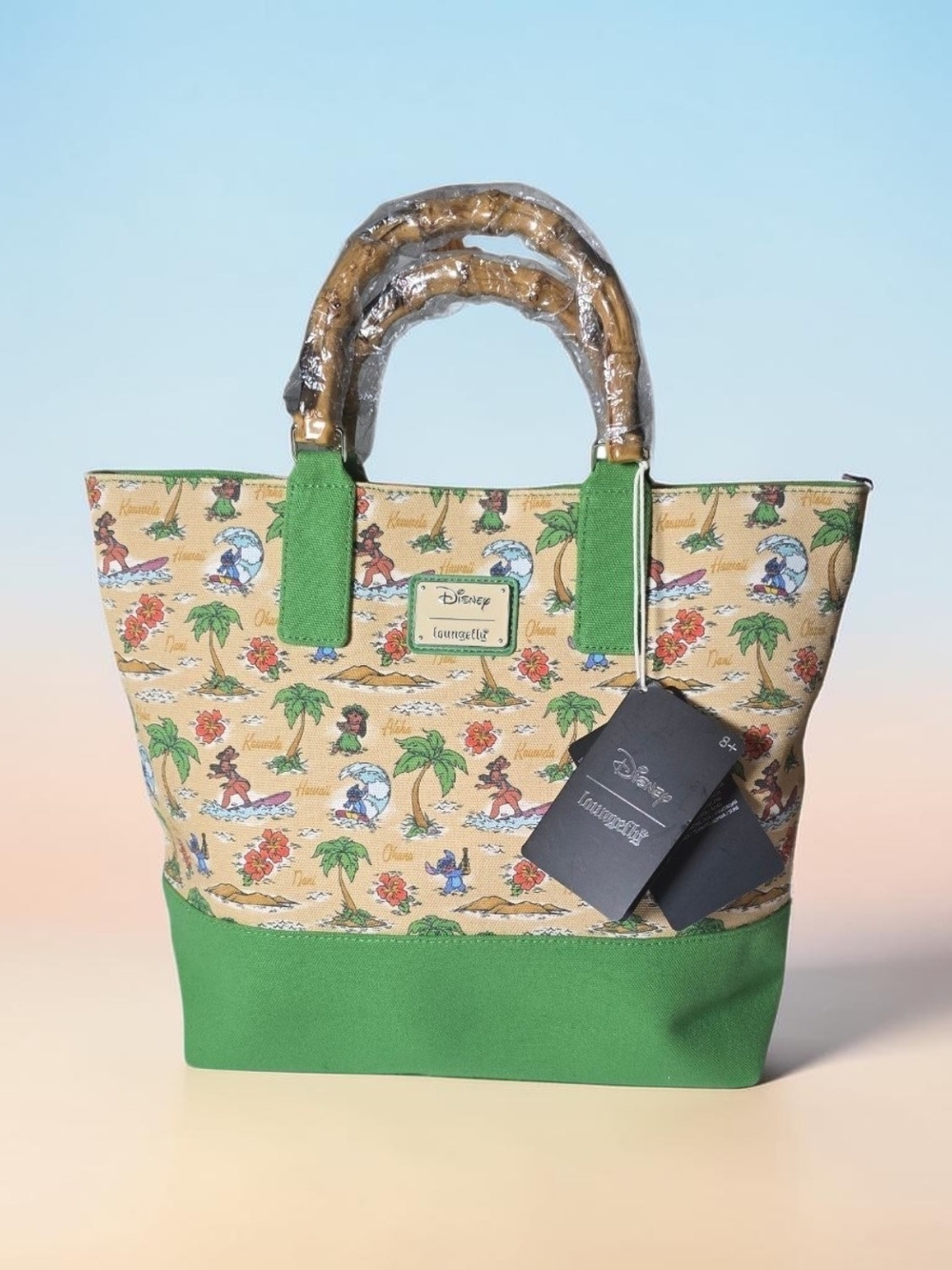 Loungefly Disney Lilo & Stitch Beach Scenes Canvas Tote Bag NWT
